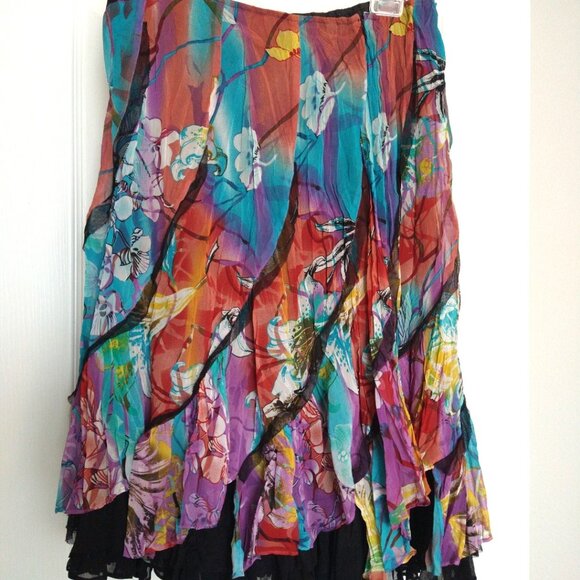 Alberto Makali - Floral Fluffy Ruffled Asymmetrical Swing Skirt - 12 - Picture 7 of 9